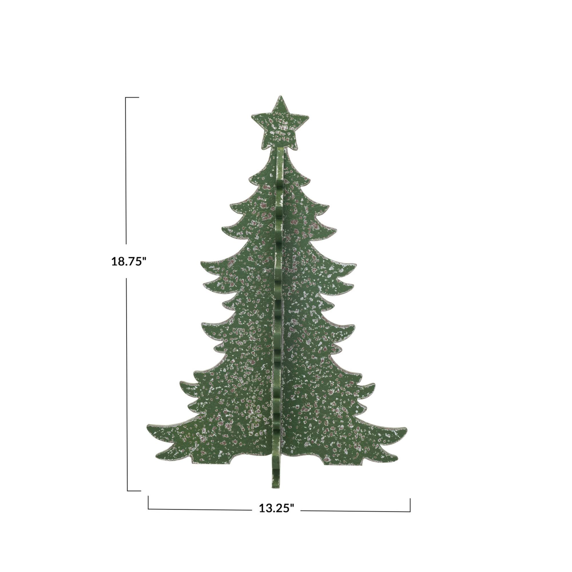 Hello Honey® 18.75" Distressed Green Interlocking Christmas Tree with Star